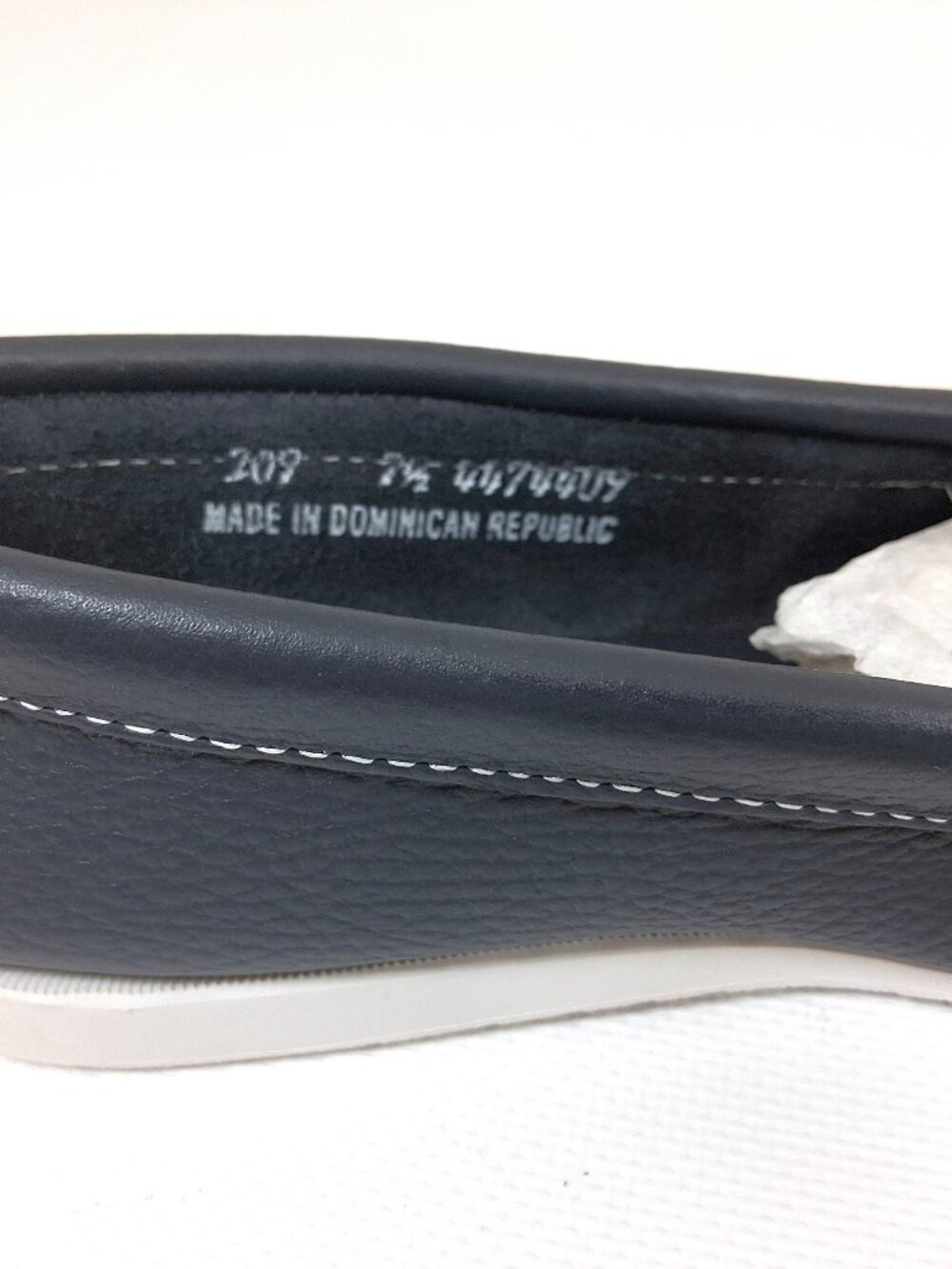 Minnetonka Women's Kilty Unbeaded Moccasin Navy Blue White Slip On Shoes 7.5 - Picture 8 of 10